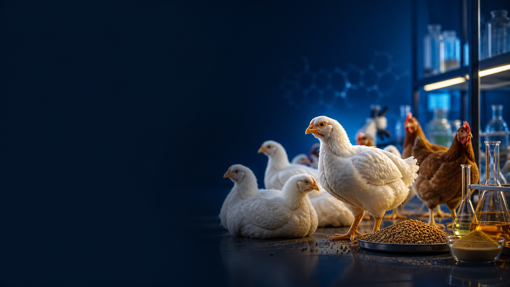 Poultry, feed ingredients and laboratory equipment for nutrition formulation discussion